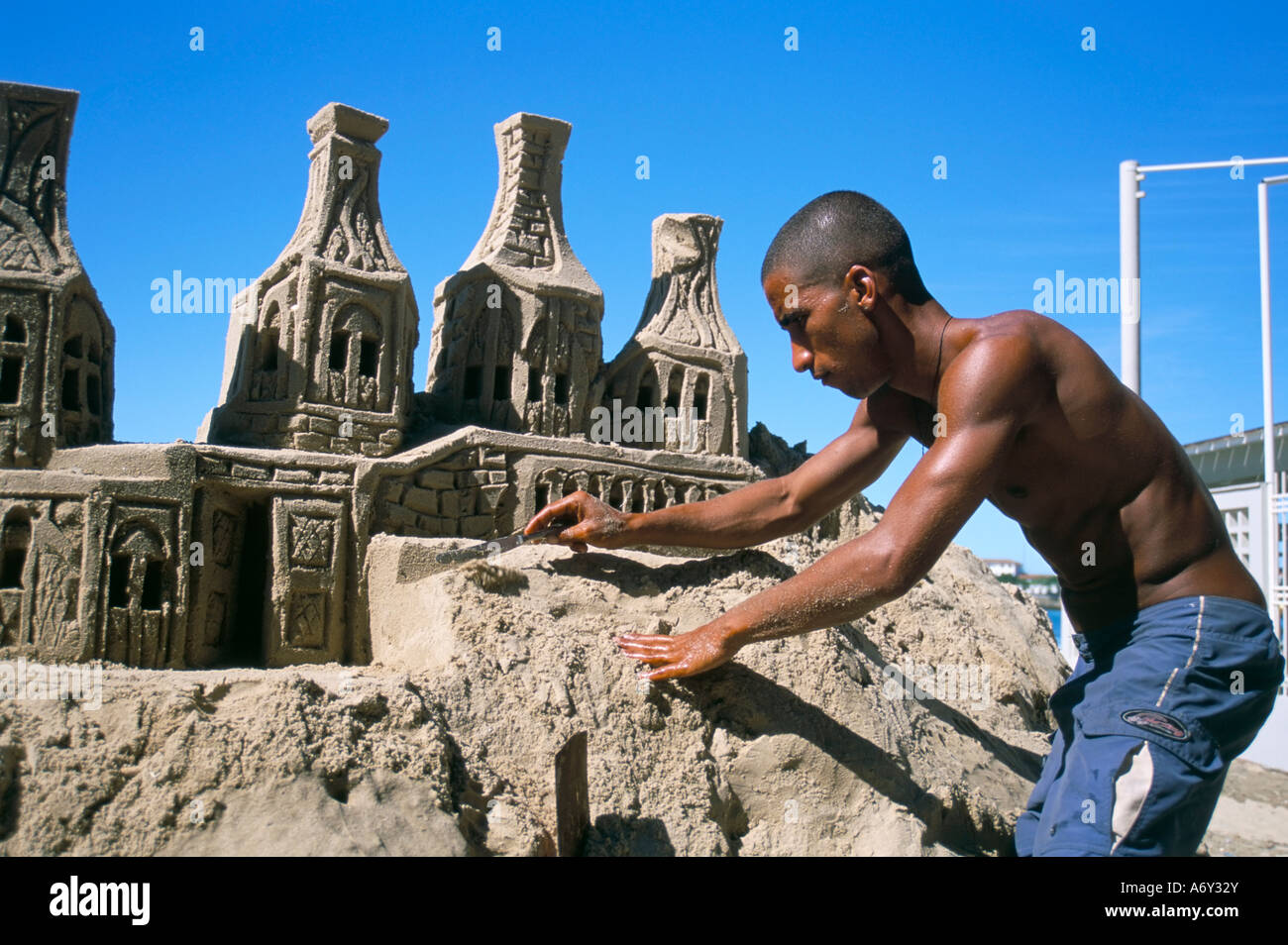 Sculpteur de sable Copacabana Rio de Janeiro Brésil Amérique du Sud Banque D'Images