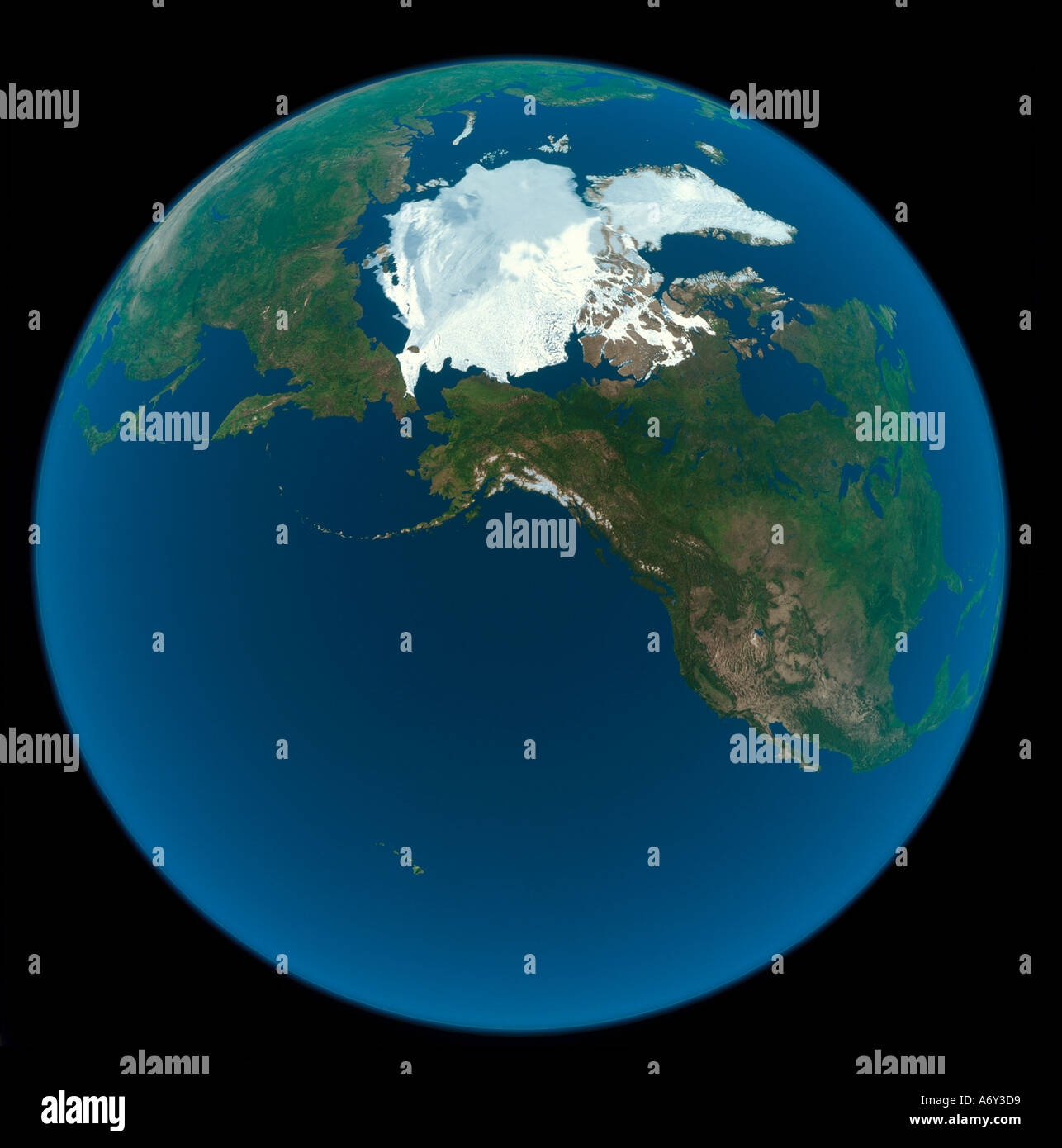 Globe montrant l'Alaska arctique avec W o Ombre Banque D'Images