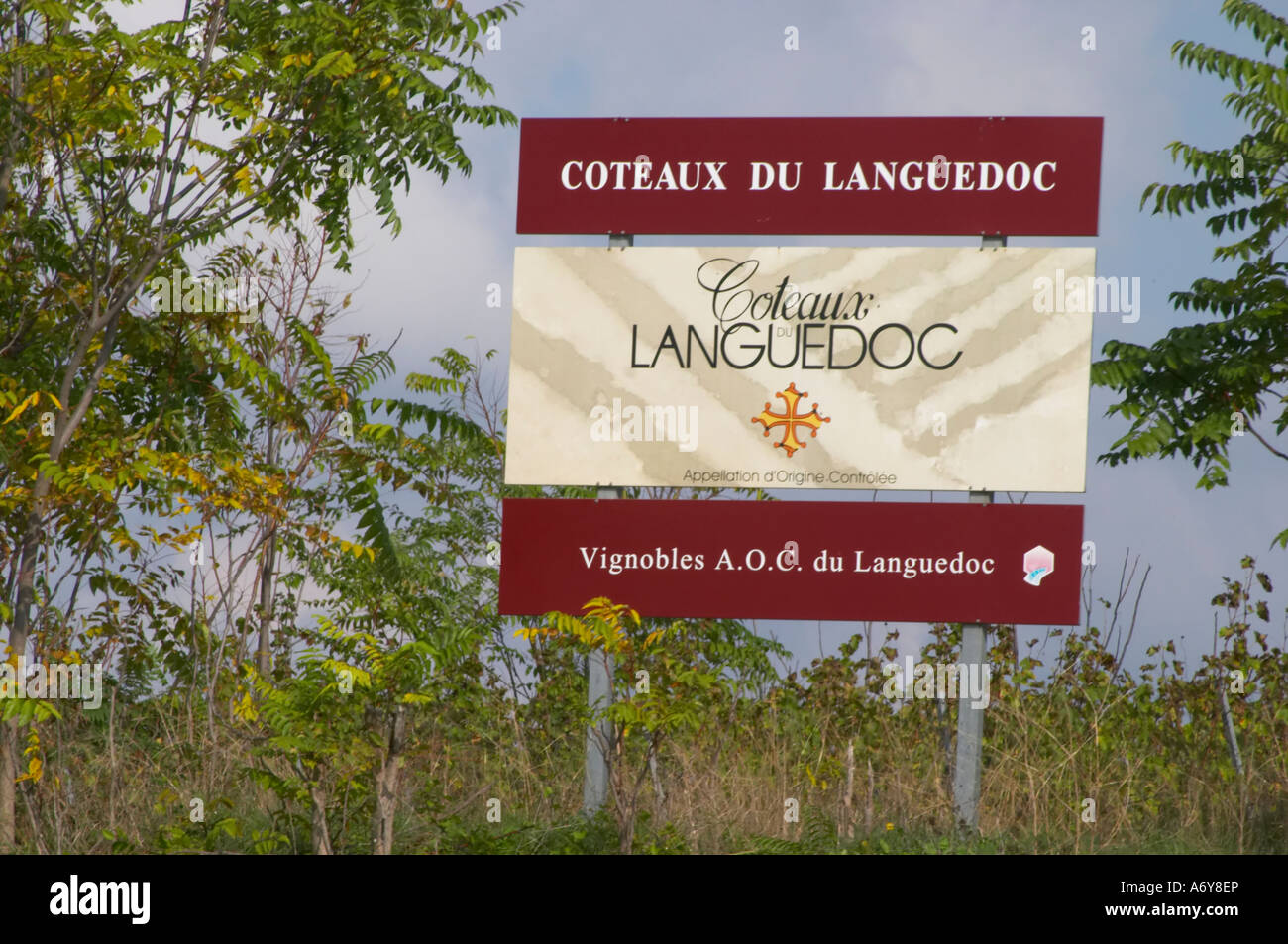 Coteaux du Languedoc. Languedoc. La France. L'Europe. Un signe. Banque D'Images