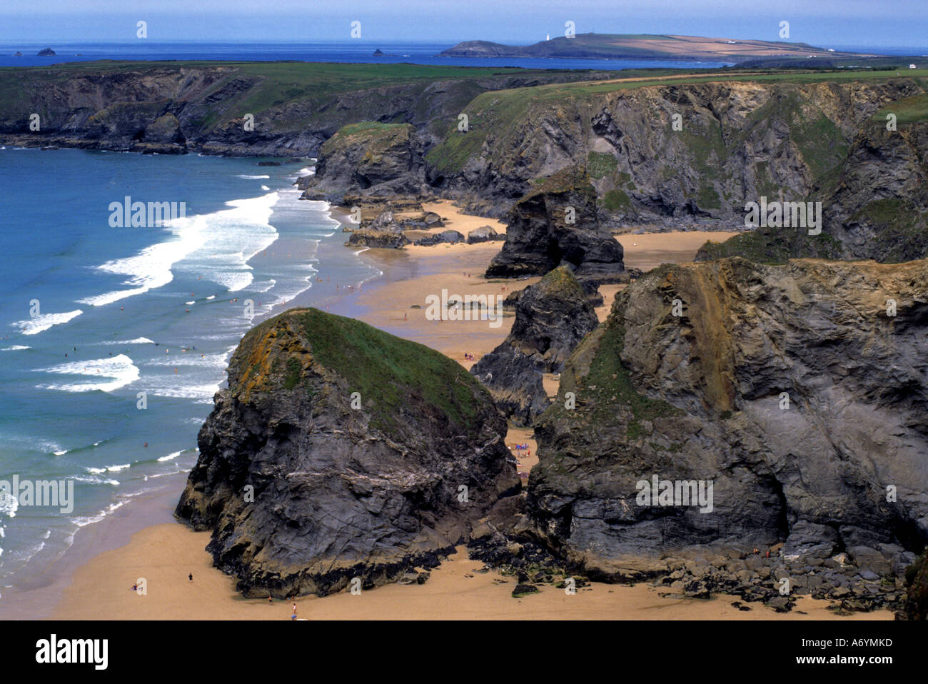 Tintagel Roi Arthur Merlin Côte Cornwall plage mer Banque D'Images