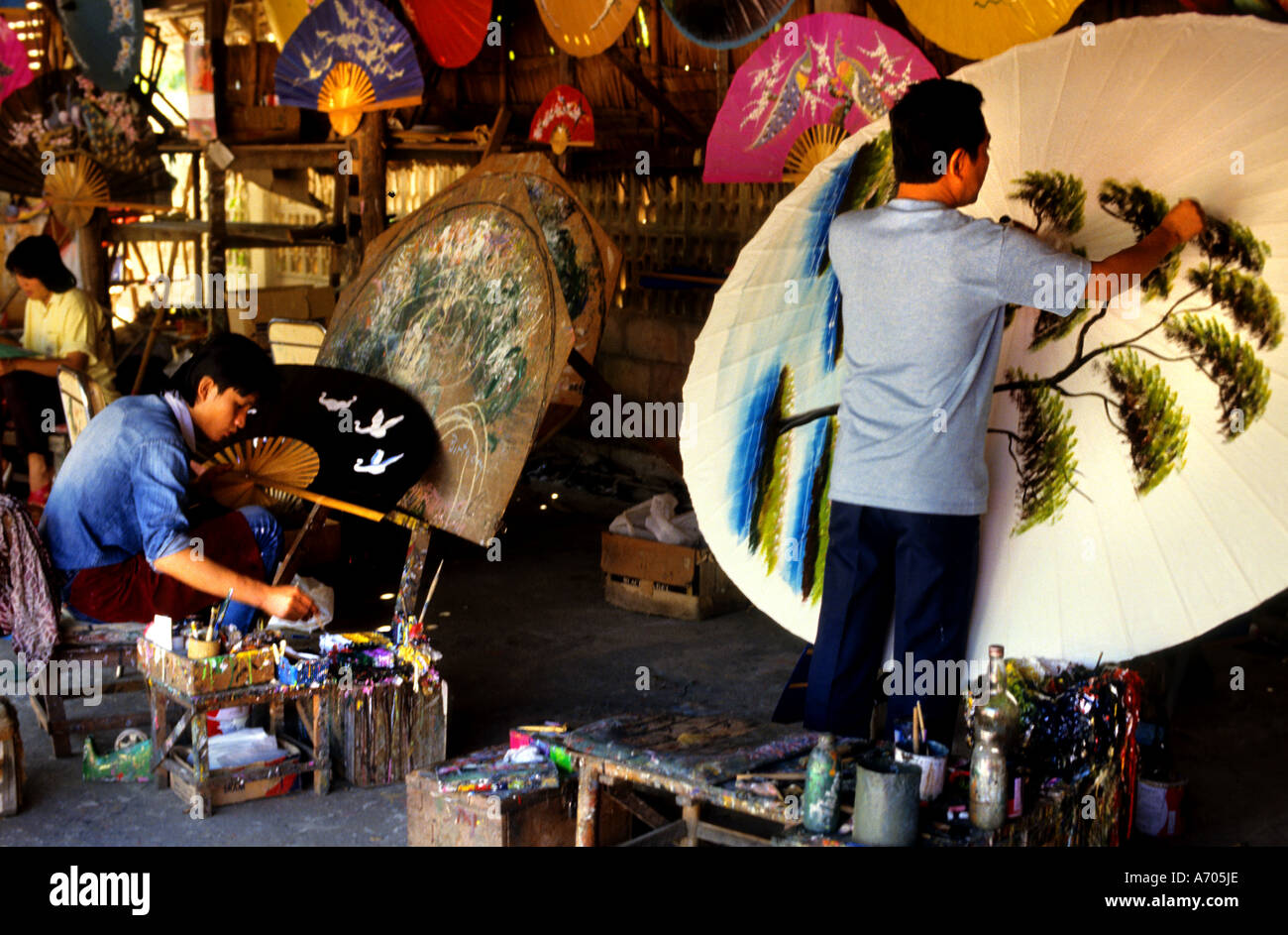 Bo Sang Village Parapluie Chang Mai Thaïlande Thai Banque D'Images