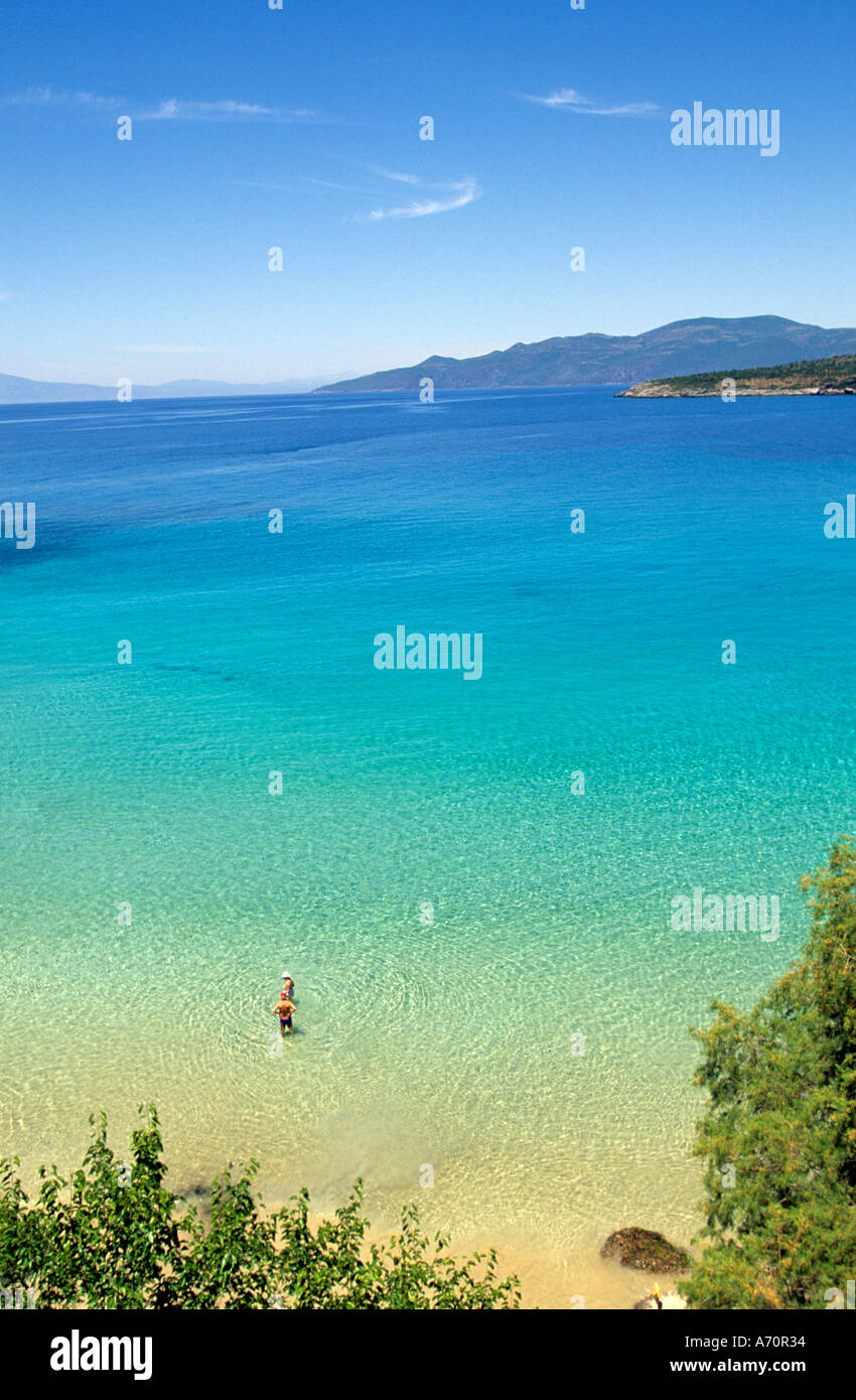 Grèce péloponnèse mani peninsula stoupa vue de kalogria où nicos kazantzakis écrit Zorba le Grec Banque D'Images