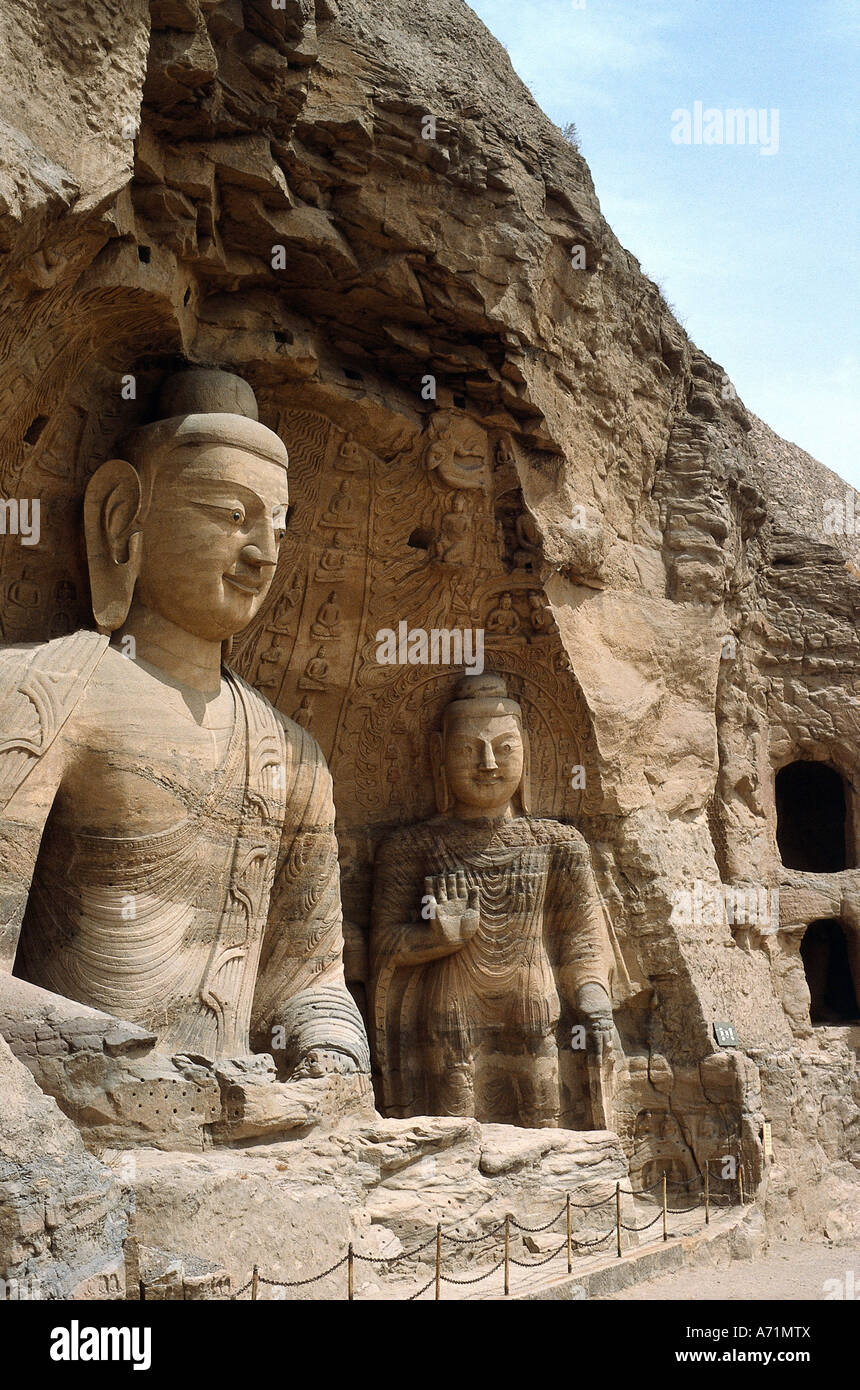 Géographie / voyage, Chine, Datong, province Shanxi, grottes du Yungang, cinquième / sixième siècle après Jésus-Christ, grotte no 20, Banque D'Images