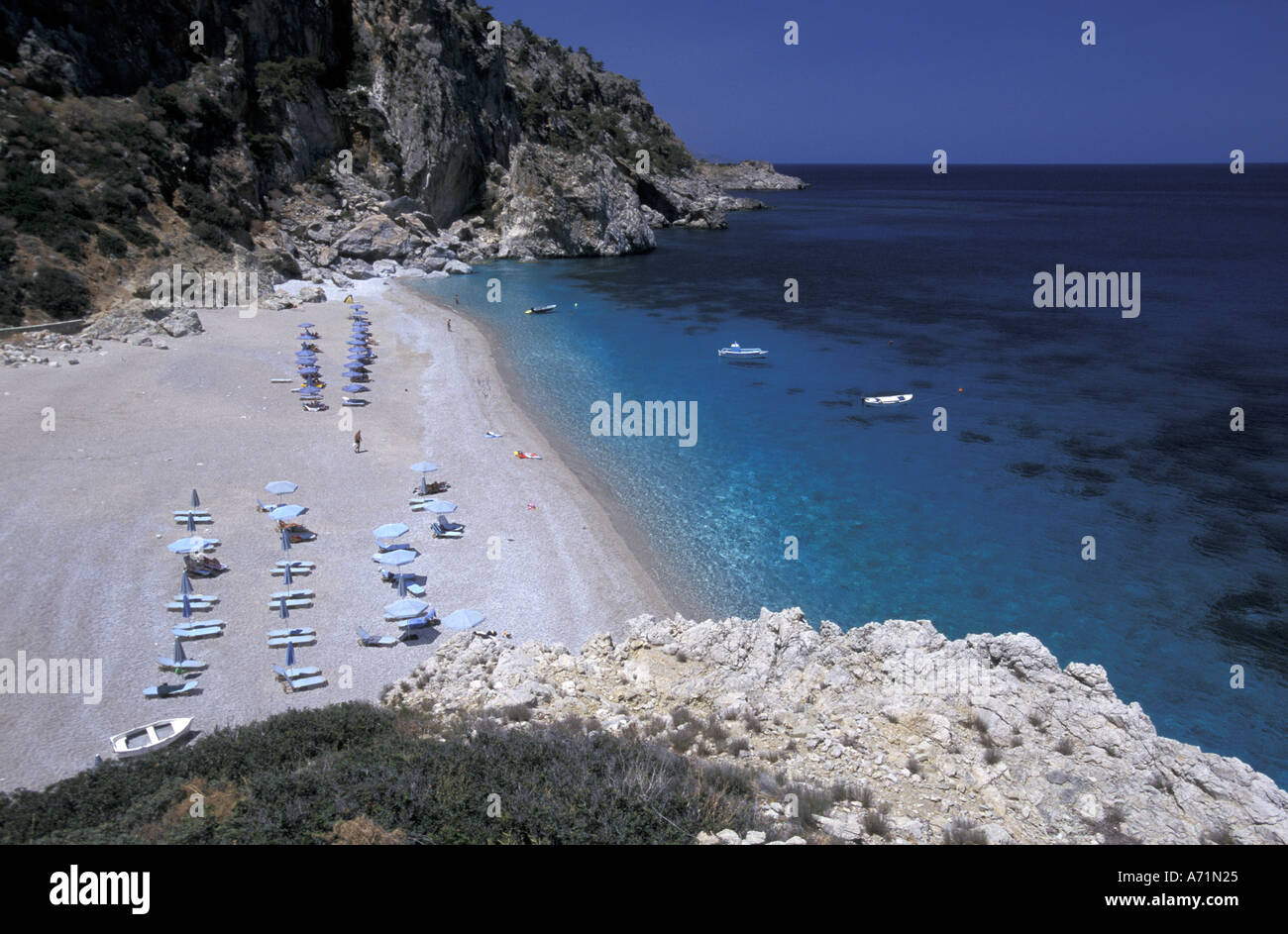 L'Europe, la Grèce. Karpathos, Dodecanese. Kyra Panagia beach. Banque D'Images