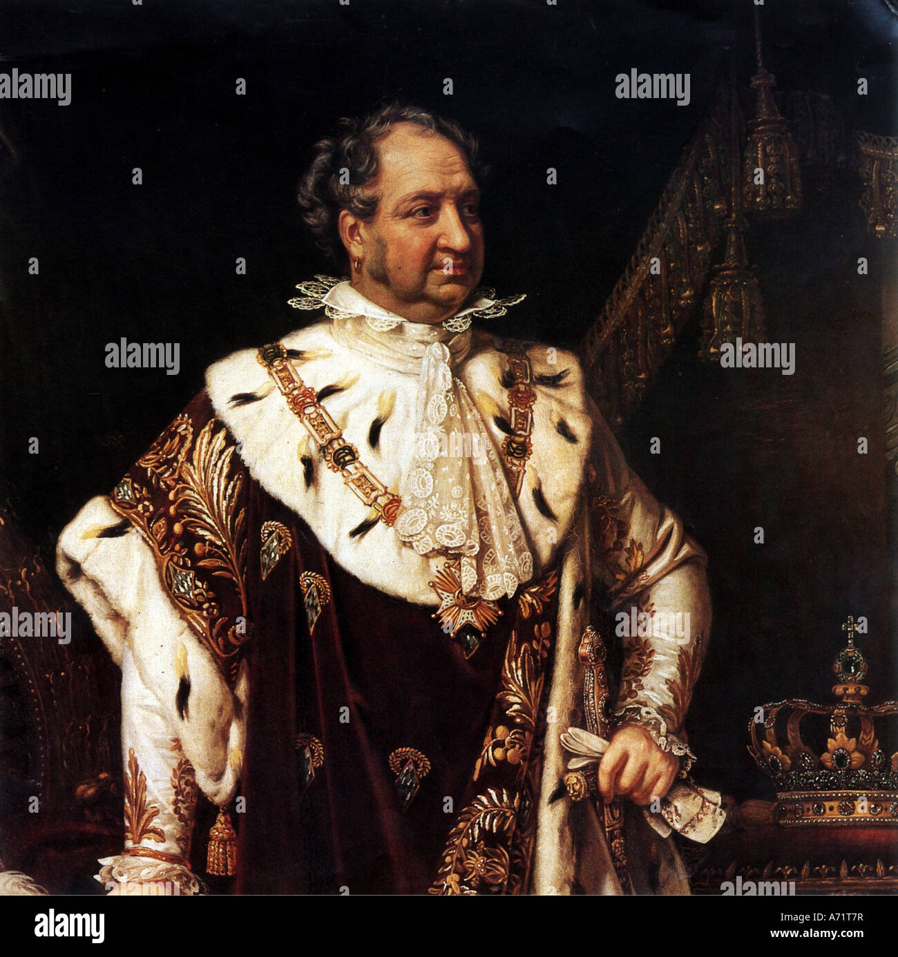 Maximilien I de Bavière, 27.5. 1756 - 13.10.1825, le roi de Bavière 1.1.1806 - 13.10.1825, portrait, à Coronation robes, après avoir pa Banque D'Images