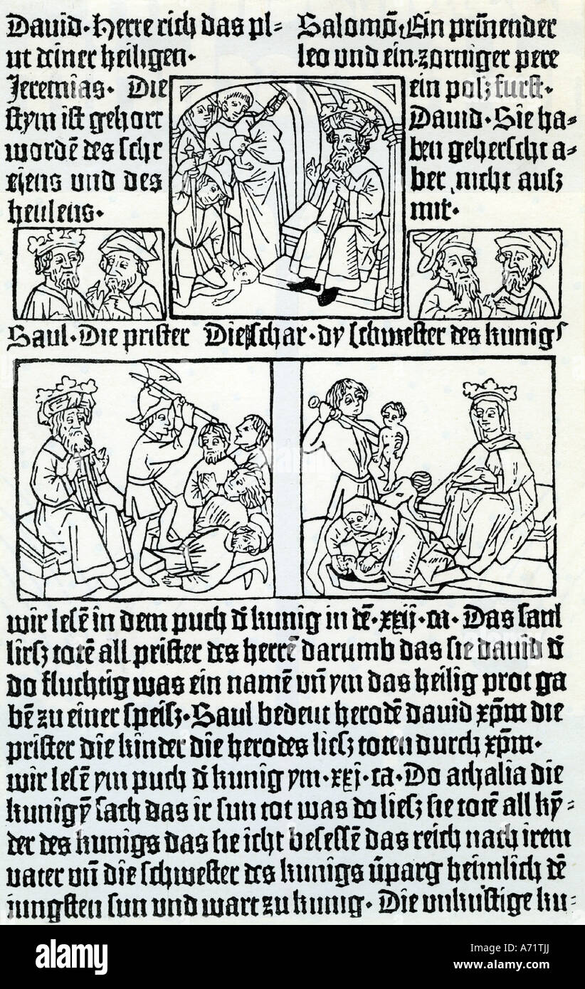 Religion, Bible, biblia pauperum, page d'un volume allemand, 1462, Banque D'Images