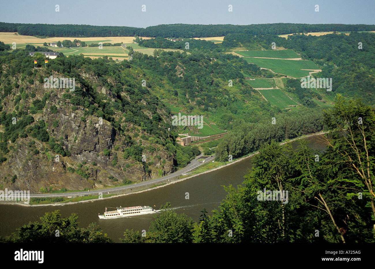 Bateau de croisière, les gorges du Rhin, Allemagne Banque D'Images