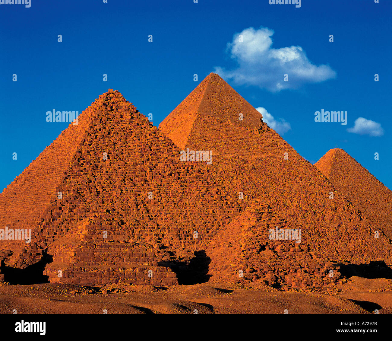 Les grandes pyramides de Gizeh Le Caire Egypte Banque D'Images