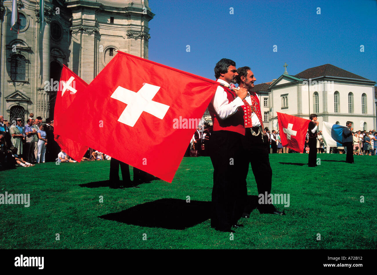 Les lanceurs de drapeau Saint-gall Appenzell Suisse Banque D'Images