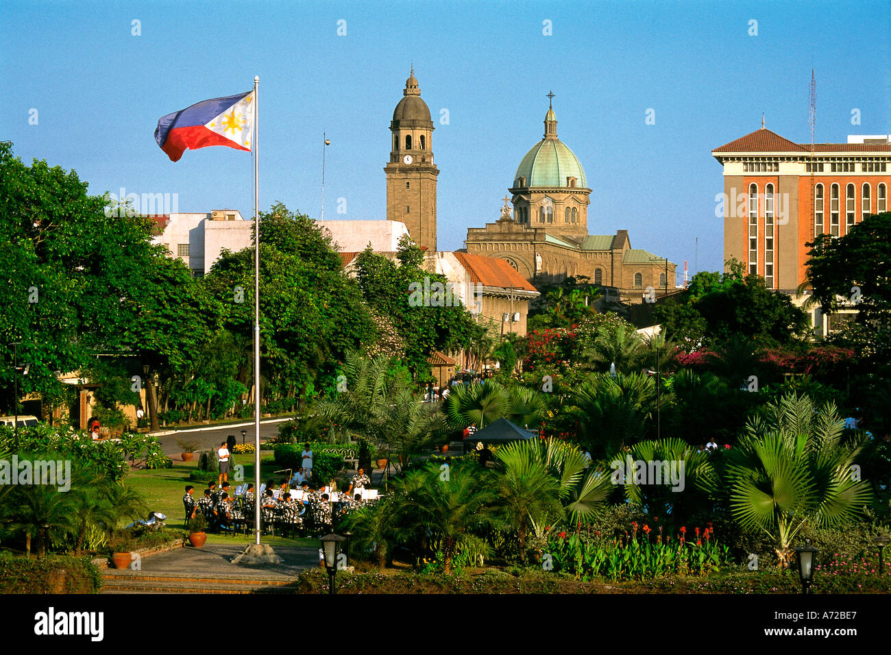 Fort Santiago et la cathédrale de Manille Philippines Manille Intramuros Banque D'Images