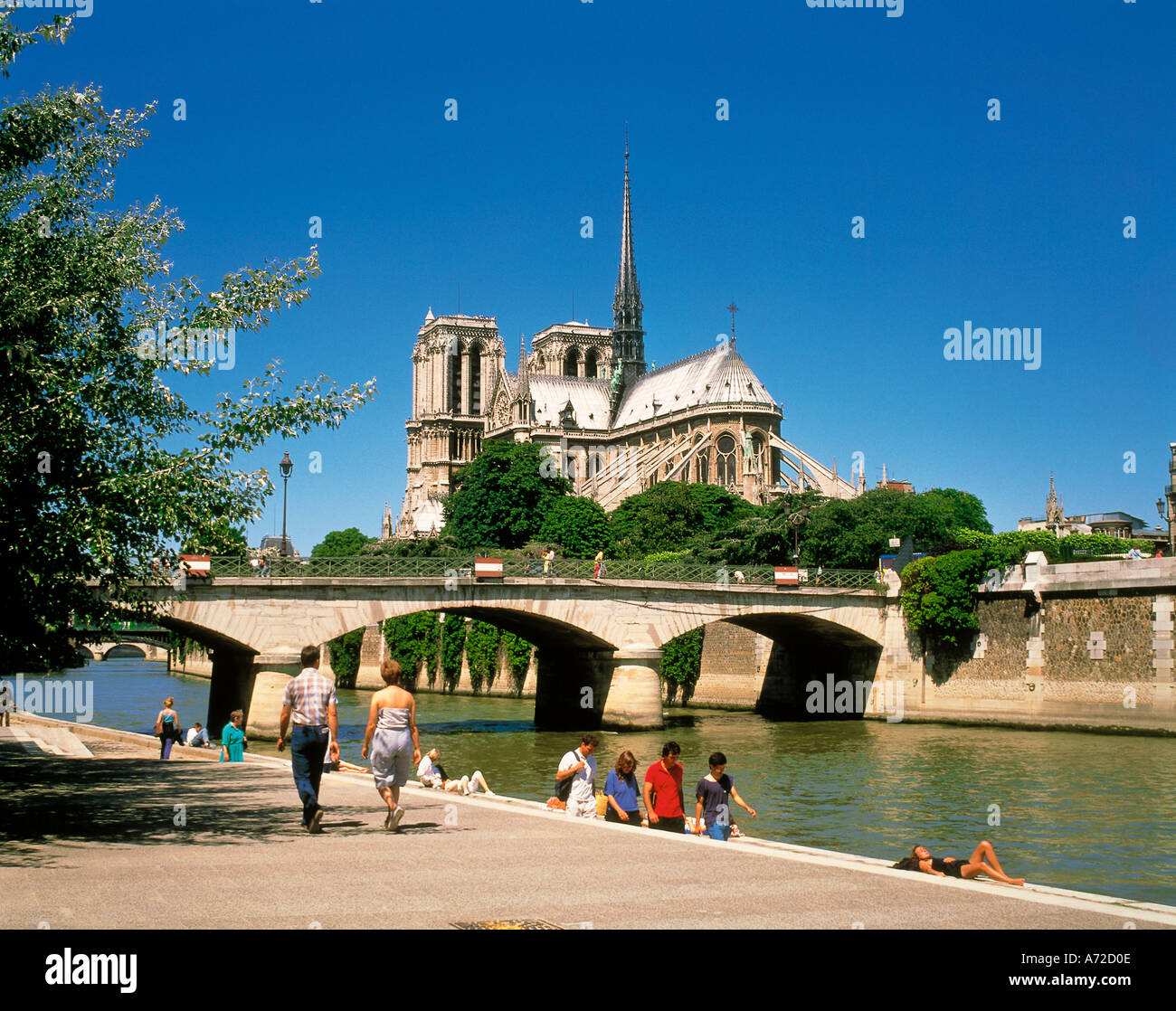 La cathédrale Notre-Dame et de la Seine Paris France Banque D'Images