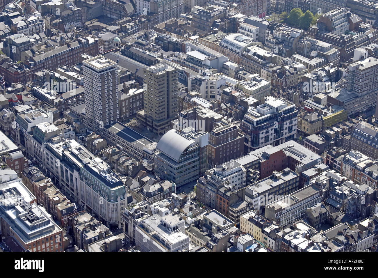 Haut niveau de l'antenne vue oblique du sud-ouest de Broadwick et Wardour St Soho Londres W1 Angleterre 2005 Banque D'Images