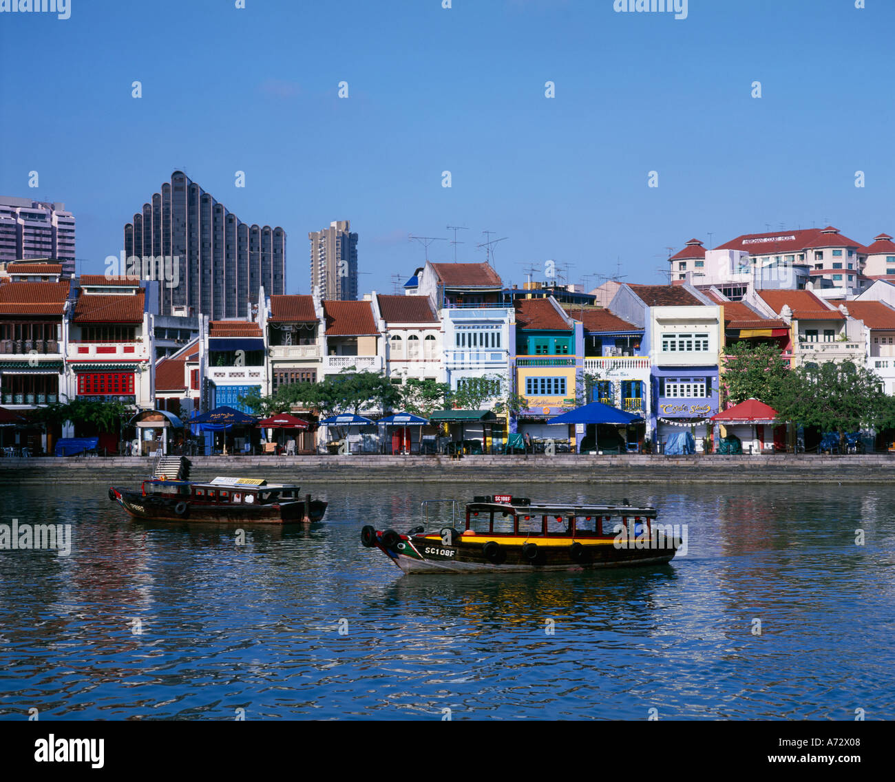 Clarke Quay Singapore River Singapore Banque D'Images