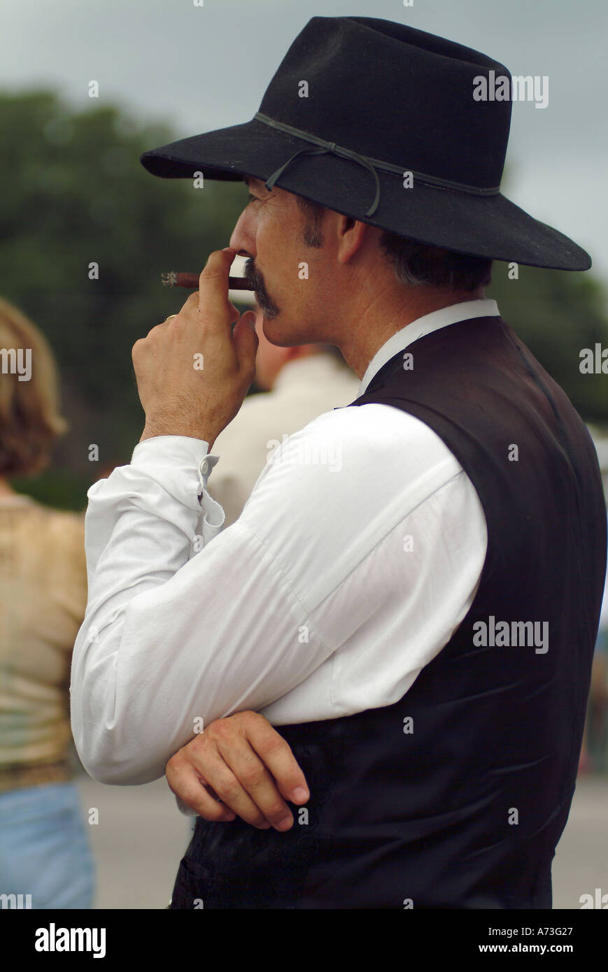 L'homme au cours d'une parade cow boy dans Bandera Texas Banque D'Images