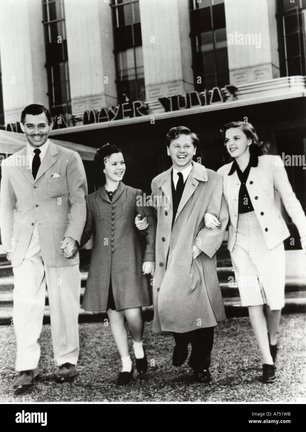 Le starsof MGM 30s/40s de gauche Clark Gable Shirley Temple Mickey Rooney Judy Garland Banque D'Images