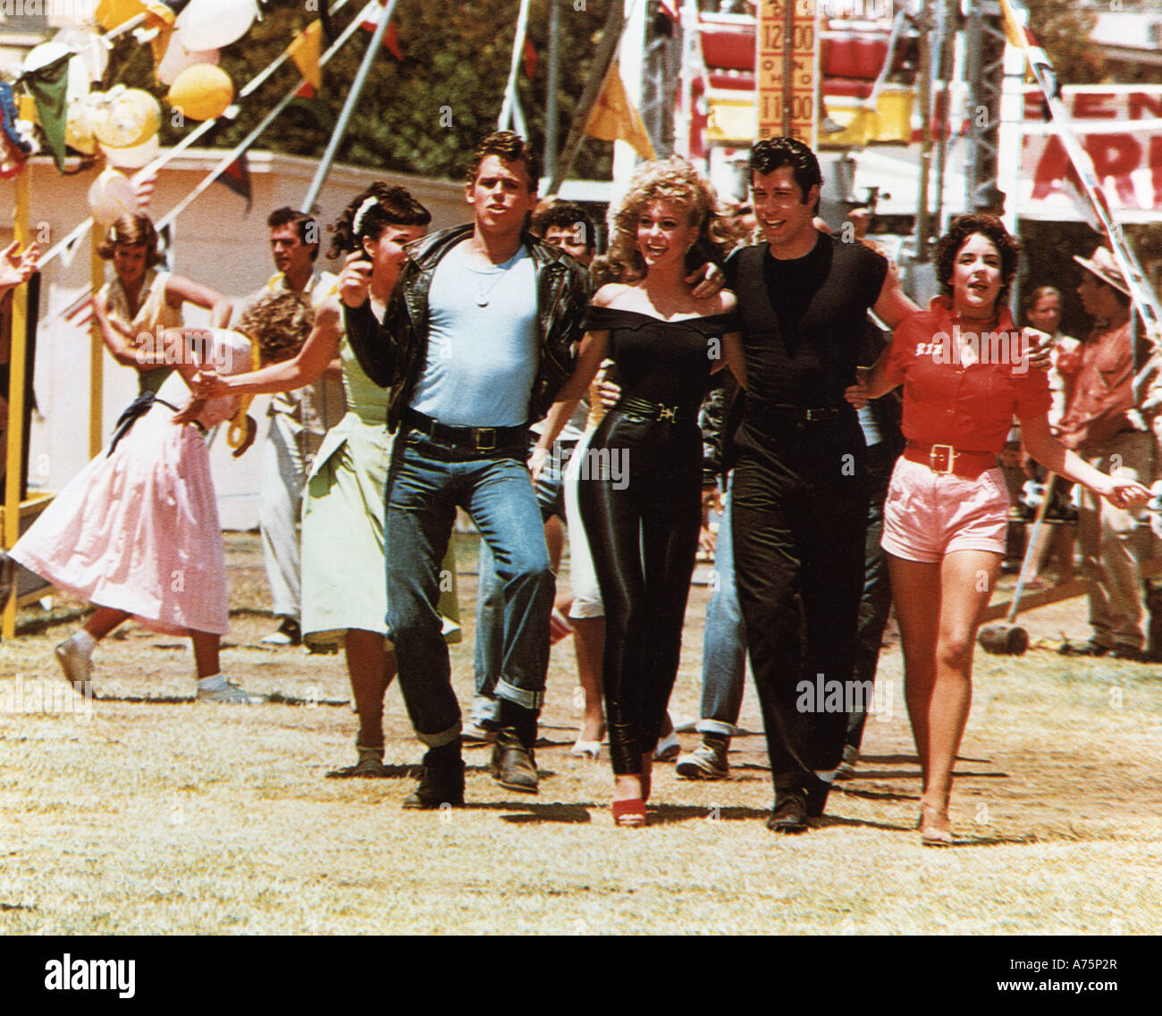La graisse 1978 Paramount film avec de l : Jeff Conaway, Olivia Newton-John, Stockard Channing et John Travolta Banque D'Images