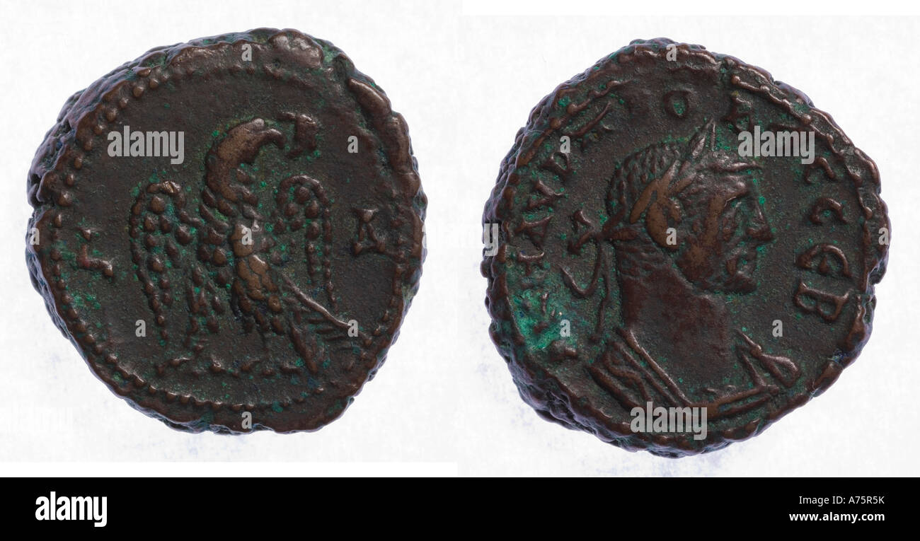Frappées à Alexandrie en 278-279 AD.Beaucoup de l'Est, l'influence grecque provinc Banque D'Images