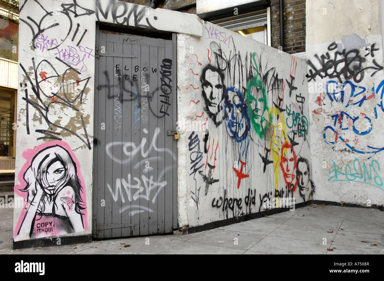 Nouveau Yard Inn célèbre zone Graffiti Banksy El Chivo Banque D'Images
