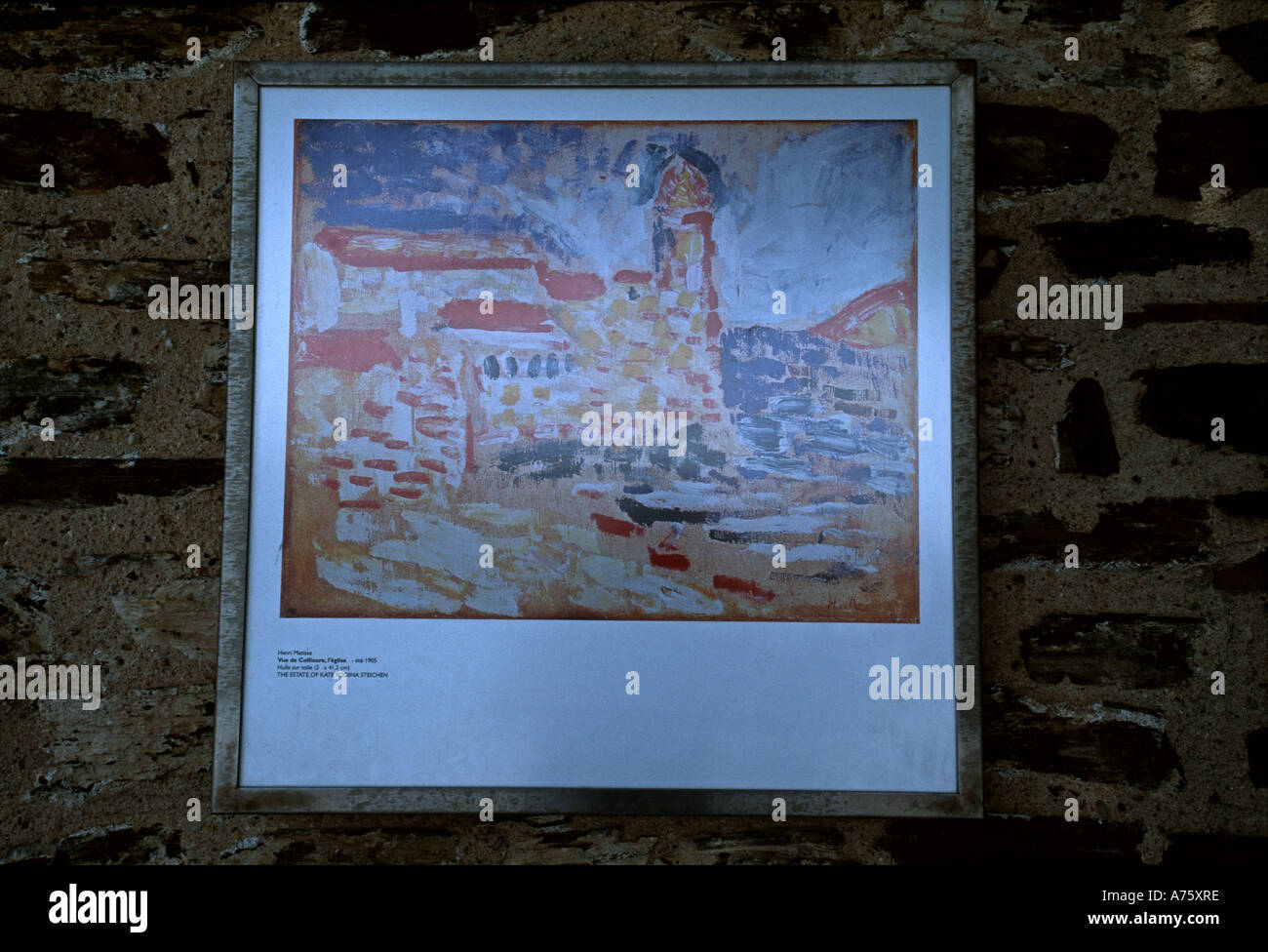 Imprimer de vue de Collioure l'église par Henri Matisse sur l'affichage à Collioure Banque D'Images