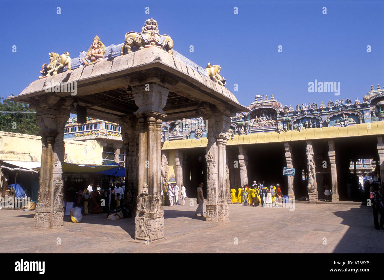 Partie du complexe de la Sri Ranganathasvami Temple de Srirangam près de Tiruchirapalli Tamil Nadu Inde Banque D'Images