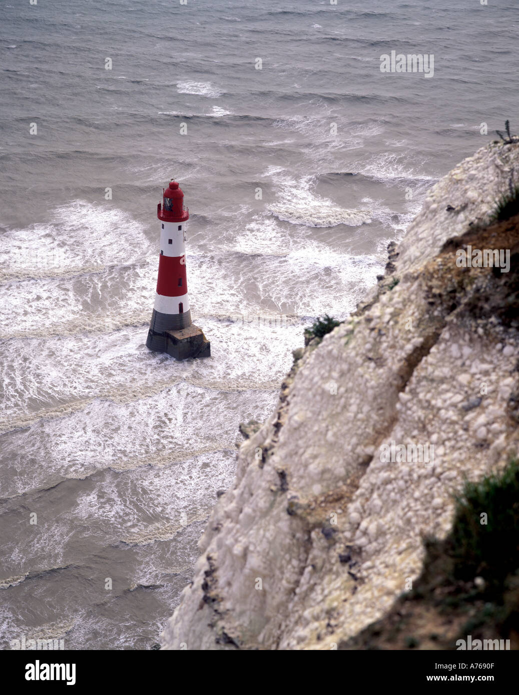 Beachy Head Royal Sovereign Light Tower ou Phare East Sussex Royaume Uni Banque D'Images