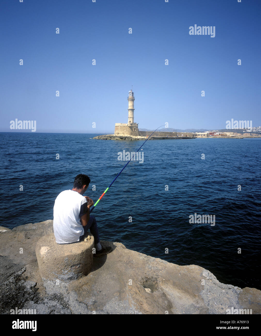 Port de pêche locale à Chania en Crète Banque D'Images