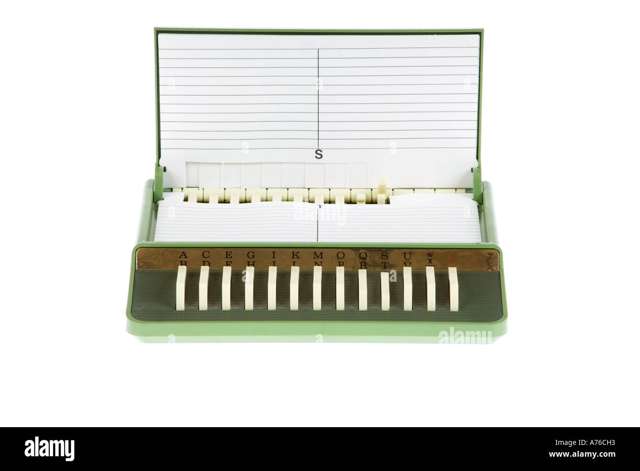 Bouton poussoir à l'ancienne adresse et numéros de téléphone adresses sur un fond blanc, pur. Banque D'Images