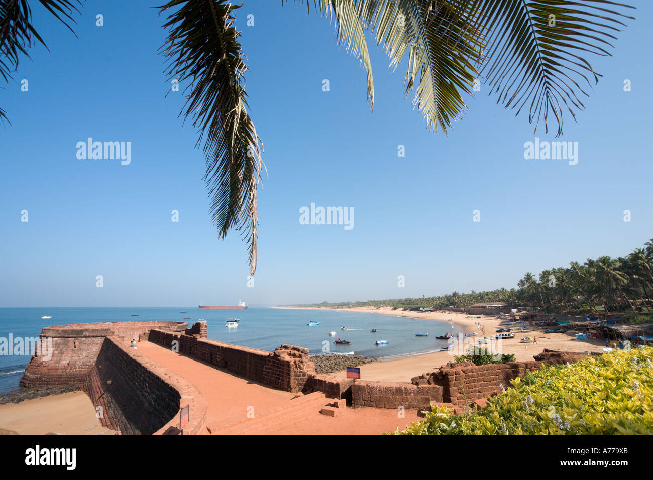 Fort Aguada Beach, North Goa, Goa, Inde Banque D'Images