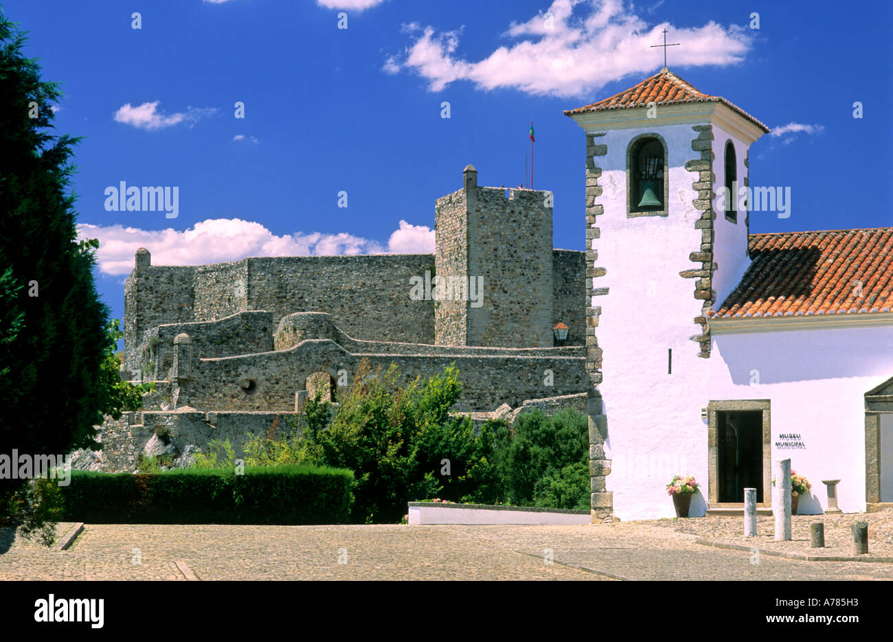 Château et Musée de l'église de Santa Maria, Marvao, Alentejo, Portugal Banque D'Images