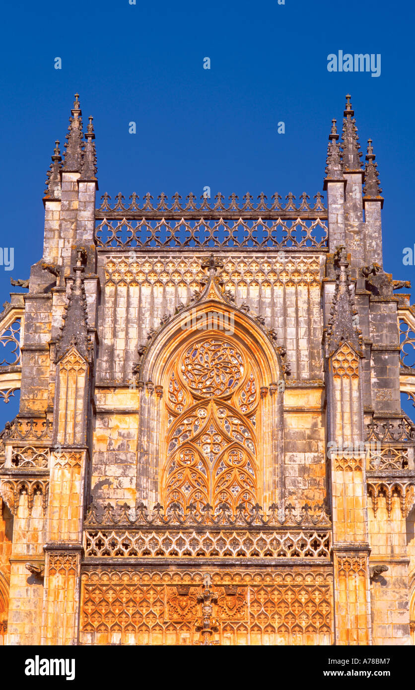 Détails architecturaux de l'église Santa Maria, couvent de Batalha, Leiria, Portugal Banque D'Images