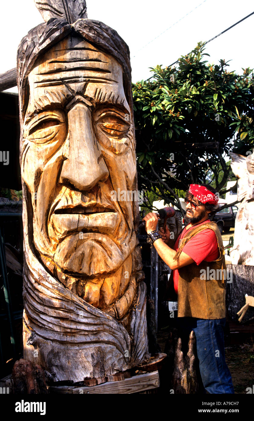 Floride sculpture statue Totem indien native American Banque D'Images