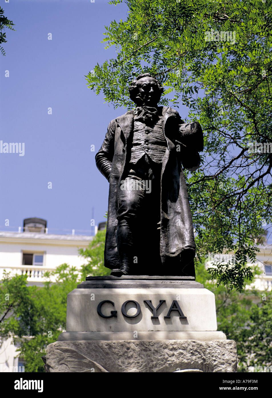 Statue de Goya musée du Prado Madrid Espagne Banque D'Images