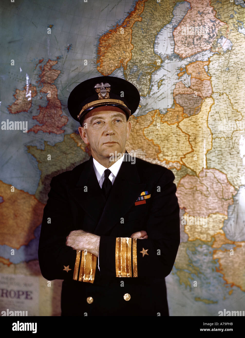 L'AMIRAL KIRK ALLEN G US Naval Officer 1888 à 1963 ici en tant que Senior US Naval commandant pour débarquement en Normandie en 1944 Banque D'Images