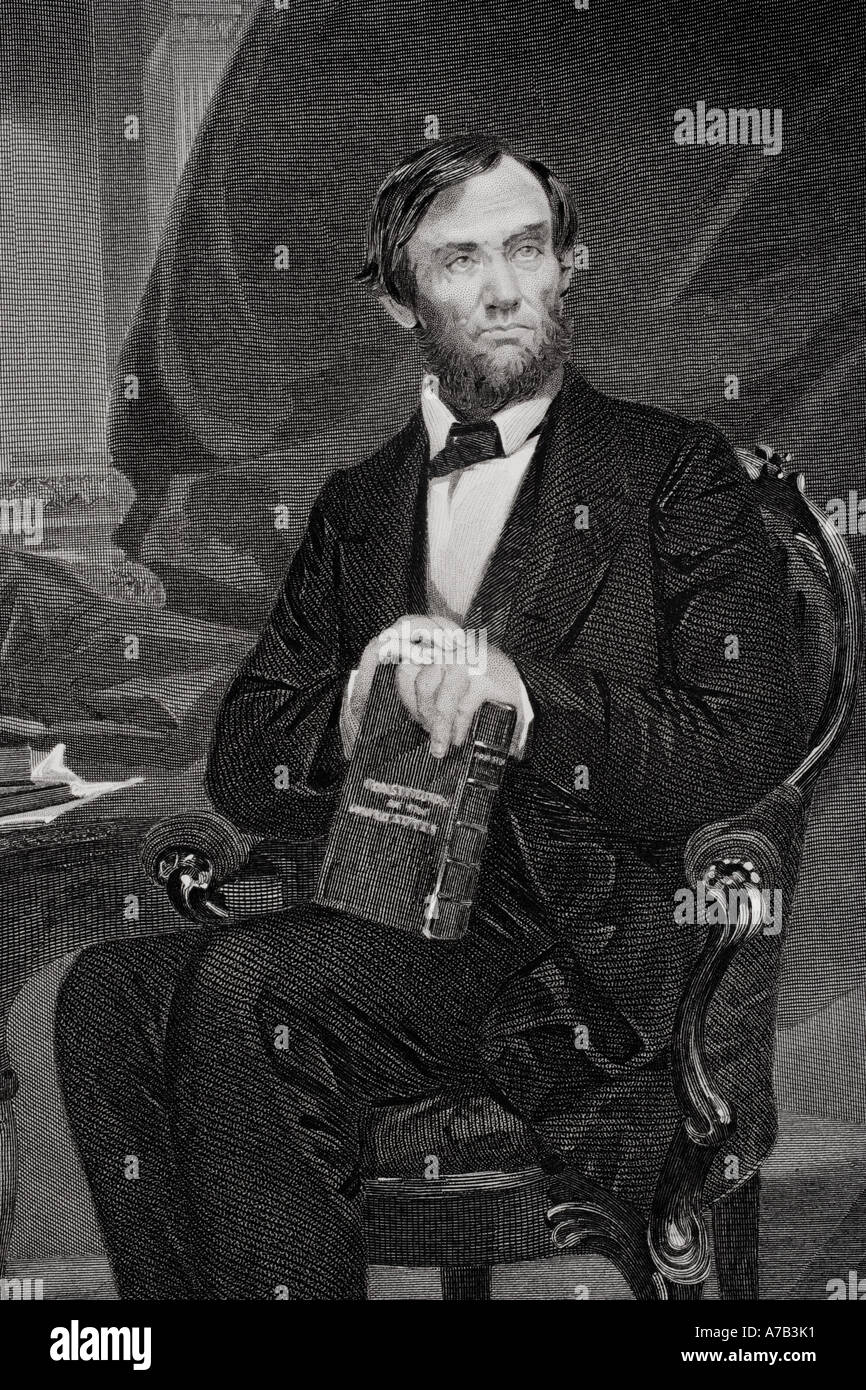 Abraham Lincoln, 1809 - 1865. 16e président des États-Unis. D'après une peinture par Alonzo Chappel. Banque D'Images