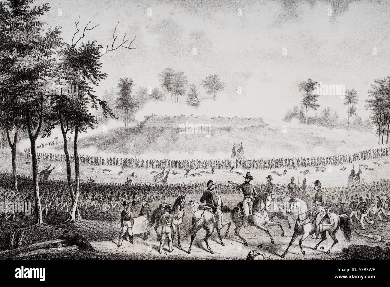 La bataille de Chaffin's Farm et Nouveau marché Heights, aka Laurel Hill, Virginie, 1864, pendant le siège de Petersburg dans la guerre civile américaine. Banque D'Images