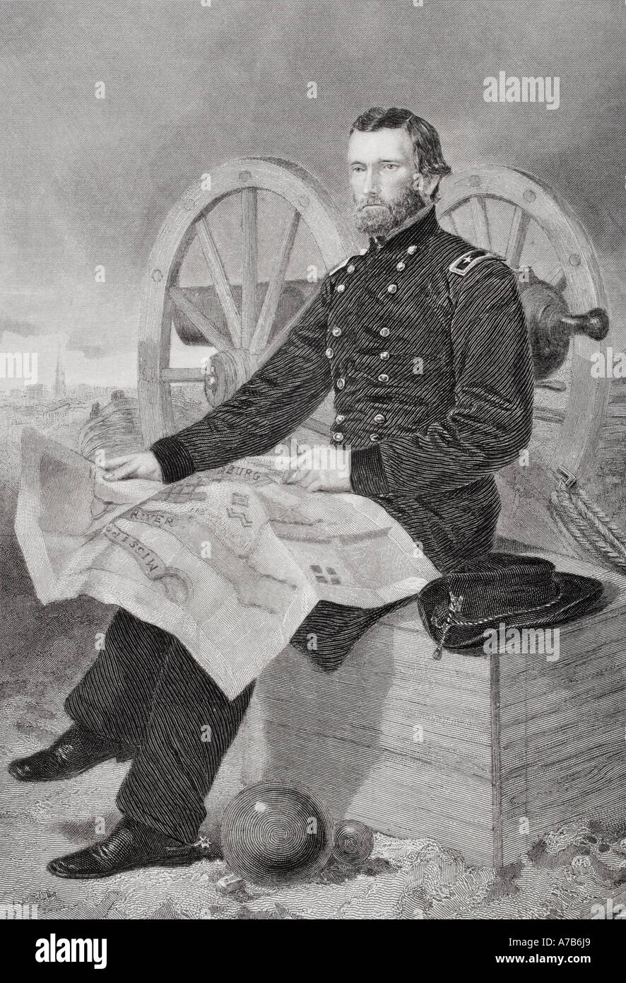 Ulysses S. Grant, 1822 - 1885. Commandant des armées de l'Union dans la guerre civile américaine et 18e président des États-Unis d'Amérique. Banque D'Images