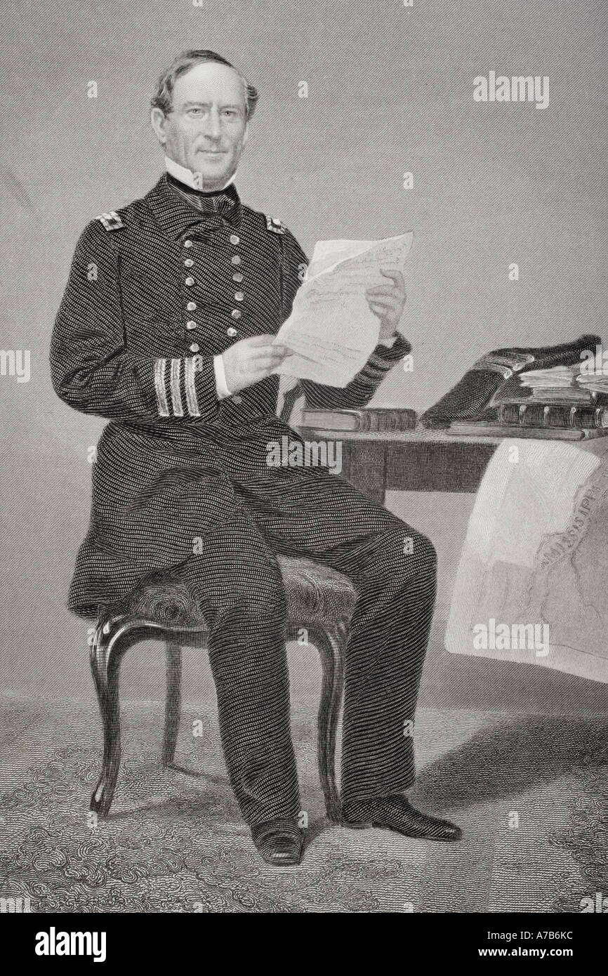 David ou David Glasgow Farragut Glascoe Farragut, 1801 - 1870. L'amiral américain sur le côté de l'Union pendant la guerre civile américaine. Banque D'Images