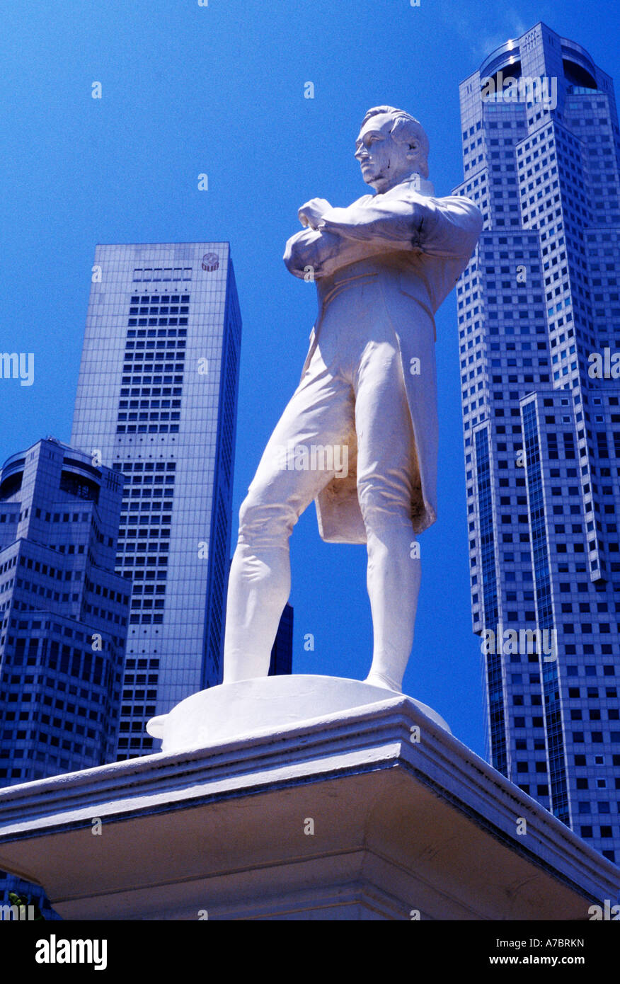 Les tombolas, statue, Singapour Raffles Landing Banque D'Images