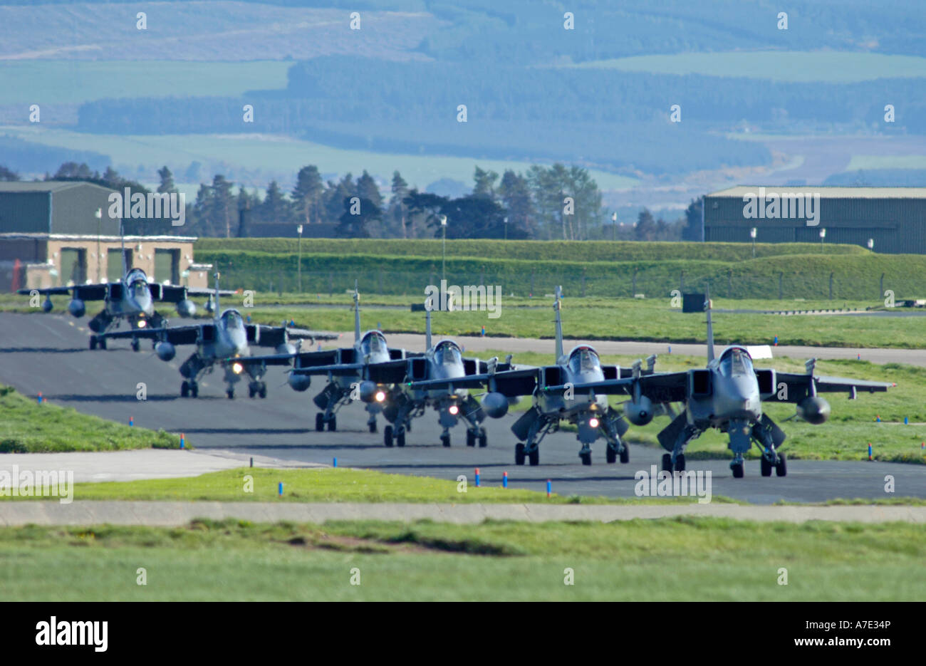 Ligne d'adieu jusqu'à RAF Lossiemouth Sepecat Jaguar GR3une murène région de Grampian Ecosse UK Banque D'Images