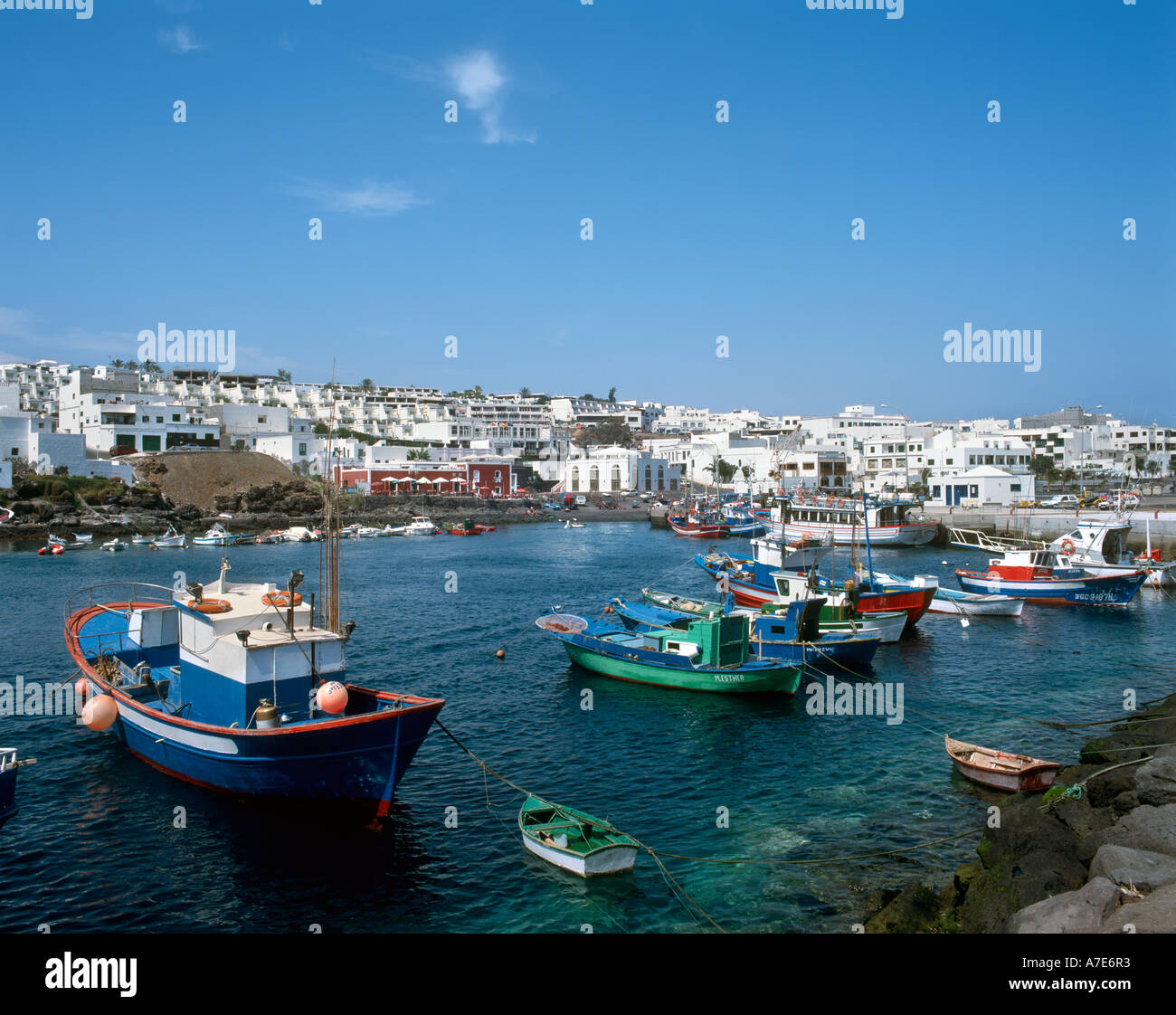 Port de pêche, Puerto del Carmen, Lanzarote, îles Canaries, Espagne Banque D'Images