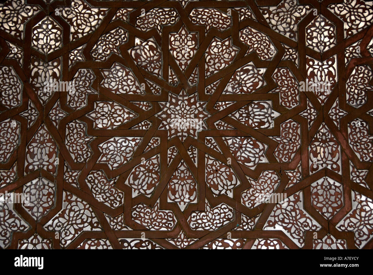 Beaux-arts décoration d'un mur dans la mosquée Hassan II Casablanca Maroc Banque D'Images