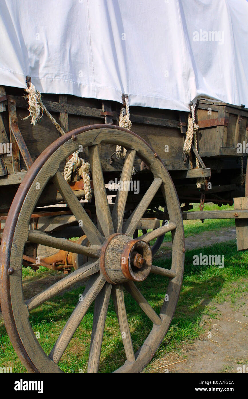 Fermer la vue d'Conastoga volant sur Oregon Trail Whitman Mission US National Park Historic Site Walla Walla Washington Banque D'Images