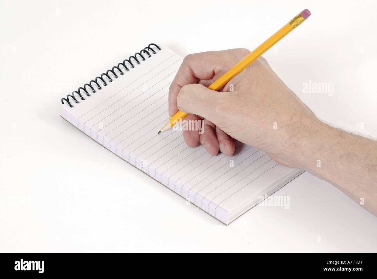 La main dans un bloc-notes Banque D'Images