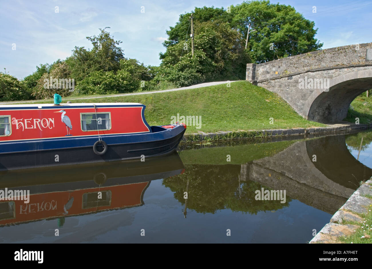 L'Irlande County Offaly Shannon Harbour barge sur Grand Canal Banque D'Images