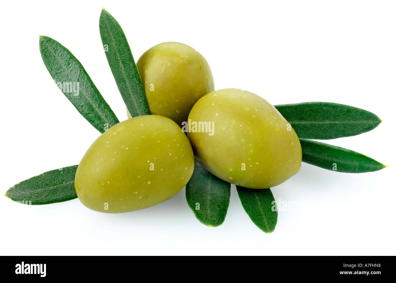 Trois Olives vertes Banque D'Images