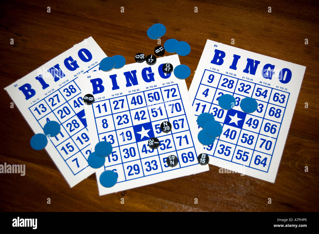 Pièces de jeu de bingo Accueil Banque D'Images