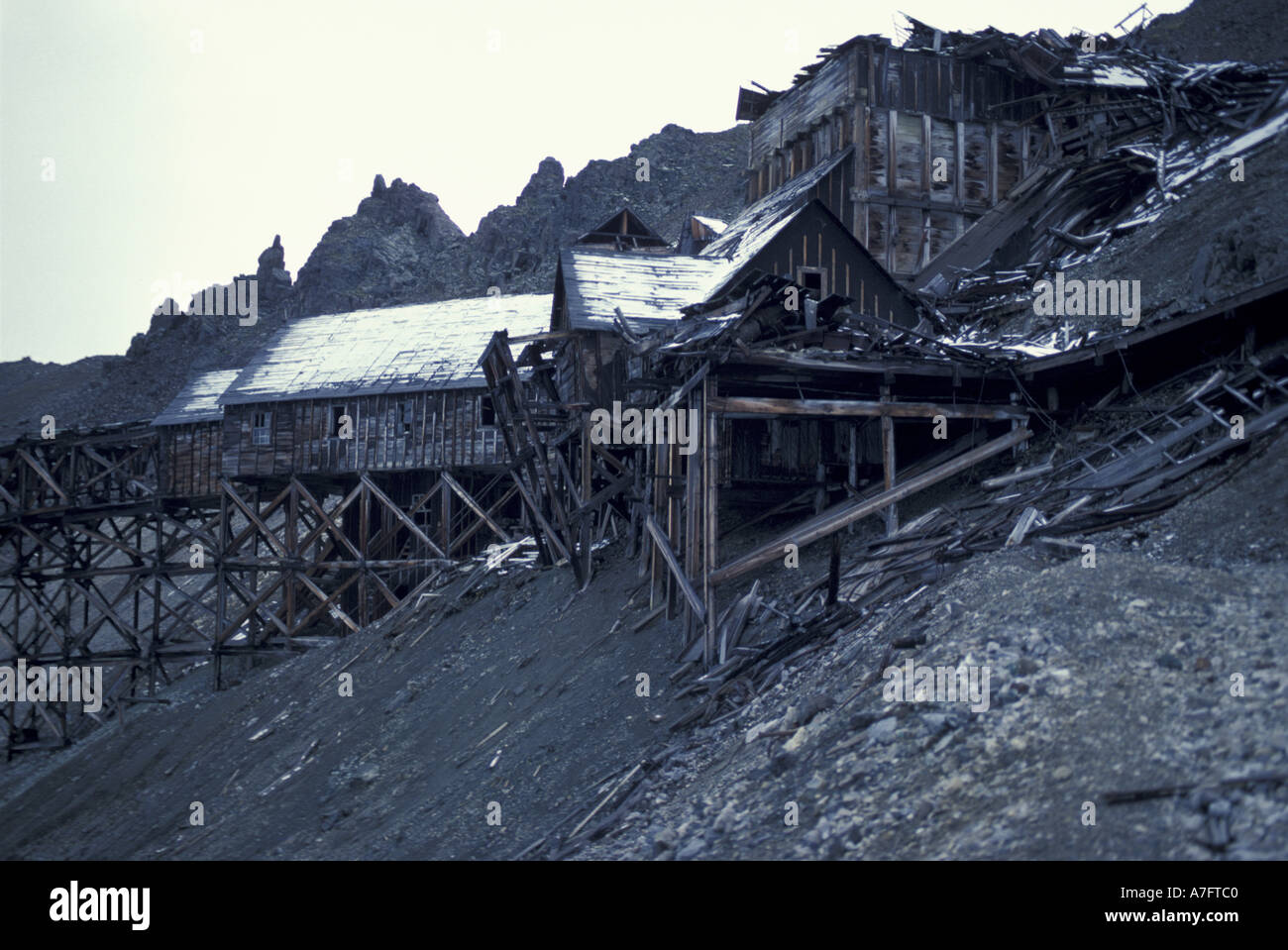 Amérique du Nord, Etats-Unis, AK, Kennecott, le Bonanza abandonnés mine de cuivre en Wrangell-St. Elias NP. Banque D'Images