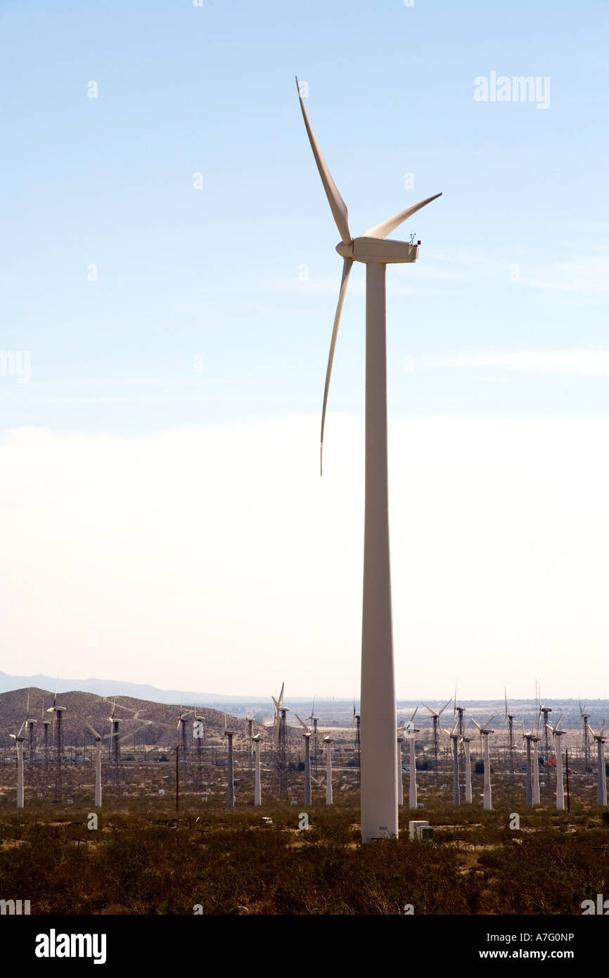 Plus de 4000 groupes électrogènes fonctionnent dans le Col de San Gorgonio ferme éolienne près de Palm Springs en Californie Banque D'Images