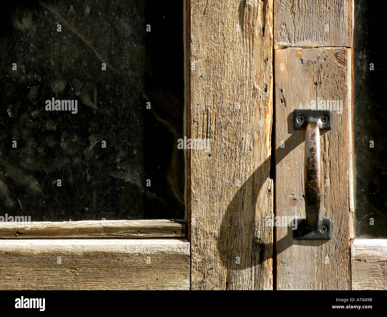 Close up detail des portes de bois dans la ville fantôme de Elkhorn Montana USA Banque D'Images