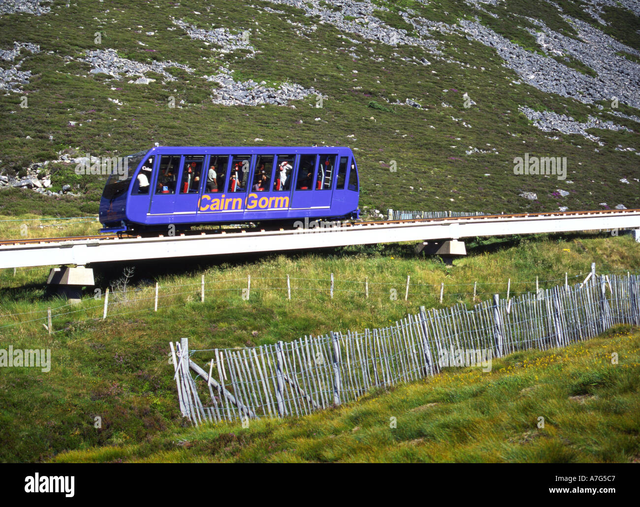 Voiture funiculaire en ordre décroissant sur Cairngorm Mountain Railway à Glen plus d'Ecosse Banque D'Images